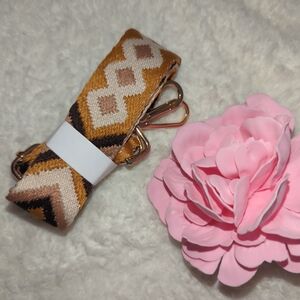 Geometric Patterned Guitar Strap with Gold Hardware Replacement Add Purse Strap